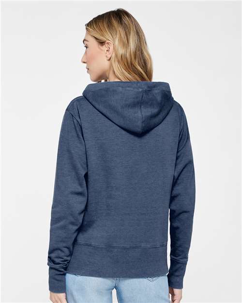LAT 3536 Women's Vintage Wash Hoodie Sweatshirt - Washed Navy - model back