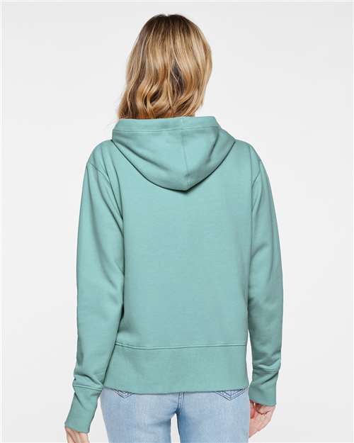 LAT 3536 Women's Vintage Wash Hoodie Sweatshirt - Washed Saltwater - model back