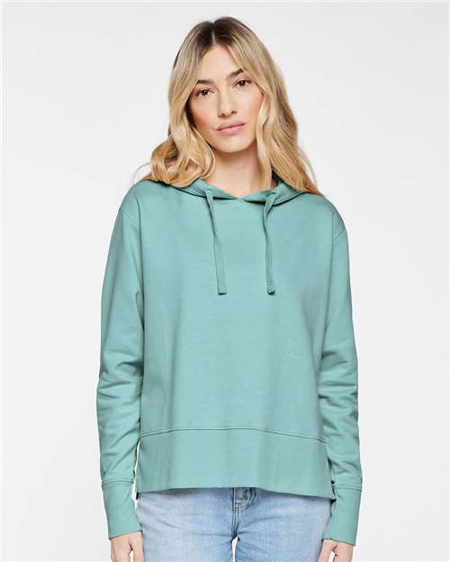 LAT 3536 Women's Vintage Wash Hoodie Sweatshirt - Washed Saltwater - model front