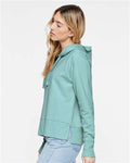 LAT 3536 Women's Vintage Wash Hoodie Sweatshirt - Washed Saltwater - model side