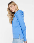 LAT 3536 Women's Vintage Wash Hoodie Sweatshirt - Washed Tradewind - model side