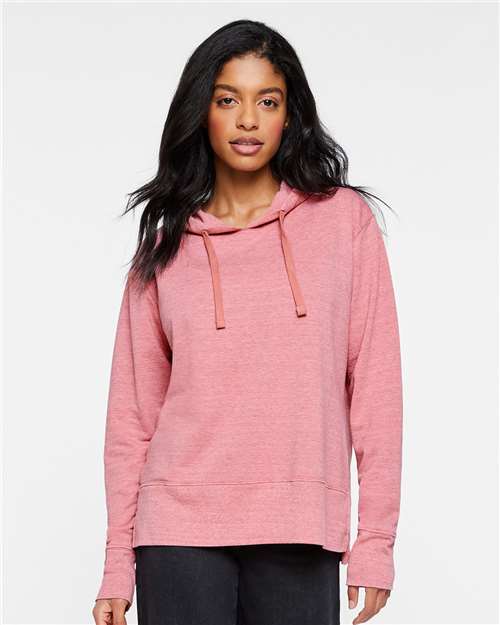 LAT 3536 Women's Vintage Wash Hoodie Sweatshirt - Weathered Mauvelous - model front