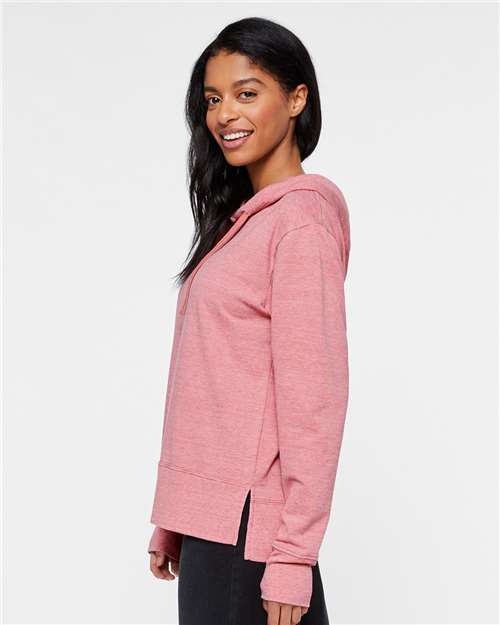 LAT 3536 Women's Vintage Wash Hoodie Sweatshirt - Weathered Mauvelous - model side