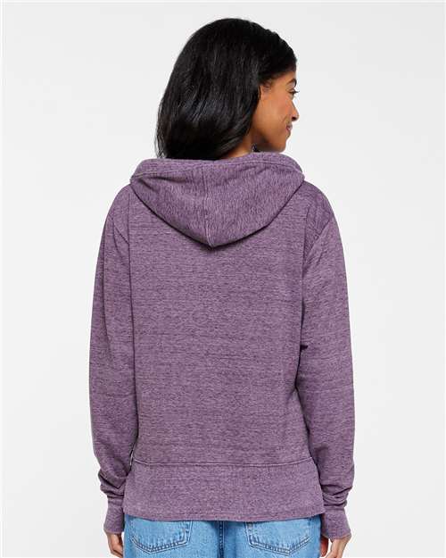 LAT 3536 Women's Vintage Wash Hoodie Sweatshirt - Weathered Plum - model back
