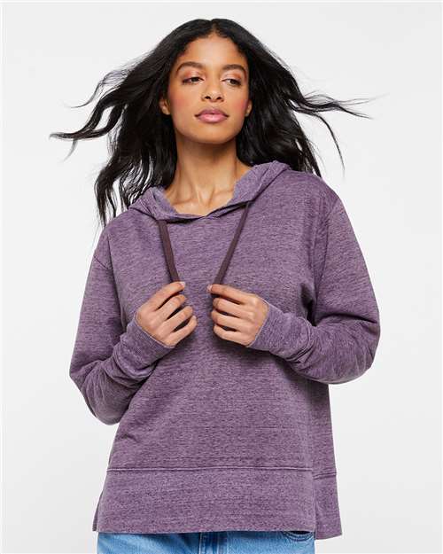 LAT 3536 Women's Vintage Wash Hoodie Sweatshirt - Weathered Plum - model front