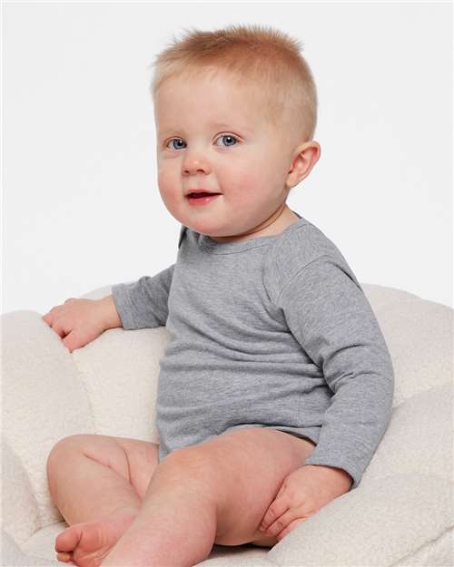 Rabbit Skins 4421 Infant Fine Jersey Long Sleeve Bodysuit - Heather - model front