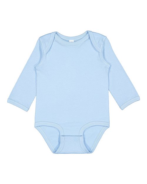 Rabbit Skins 4421 Infant Fine Jersey Long Sleeve Bodysuit - Light Blue - front