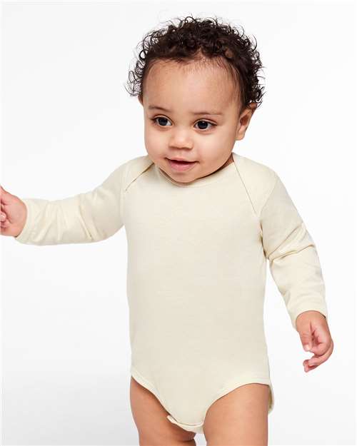Rabbit Skins 4421 Infant Fine Jersey Long Sleeve Bodysuit - Natural - model front