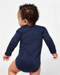 Rabbit Skins 4421 Infant Fine Jersey Long Sleeve Bodysuit - Navy - model back