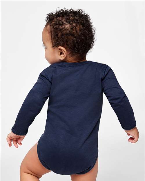 Rabbit Skins 4421 Infant Fine Jersey Long Sleeve Bodysuit - Navy - model back
