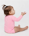 Rabbit Skins 4421 Infant Fine Jersey Long Sleeve Bodysuit - Pink - model back