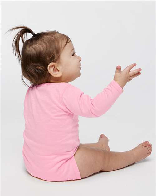 Rabbit Skins 4421 Infant Fine Jersey Long Sleeve Bodysuit - Pink - model back