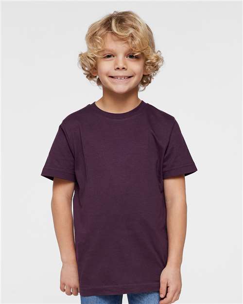 LAT 6101 Youth Fine Jersey Tee - Plum - model front