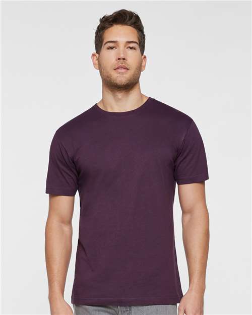LAT 6901 Unisex Fine Jersey Tee - Plum - model front