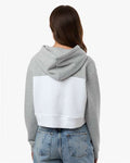 Boxercraft BW5404 Women's Cropped Fleece Hooded Sweatshirt - White/ Oxford Heather - model back
