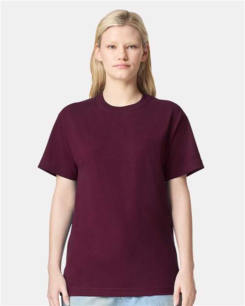 American Apparel 9001 Unisex Super Heavyweight Tee - Burgundy - model front