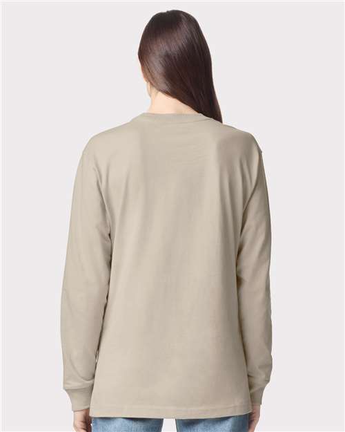 American Apparel 9410 Unisex Super Heavyweight Long Sleeve Pocket Tee - Bone - model back