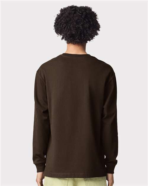 American Apparel 9410 Unisex Super Heavyweight Long Sleeve Pocket Tee - Brown - model back