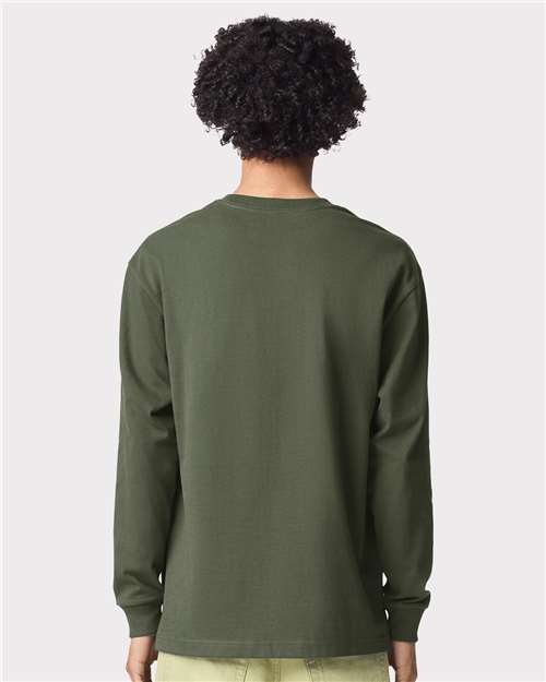 American Apparel 9410 Unisex Super Heavyweight Long Sleeve Pocket Tee - Lieutenant - model back