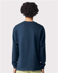 American Apparel 9410 Unisex Super Heavyweight Long Sleeve Pocket Tee - Sea Blue - model back