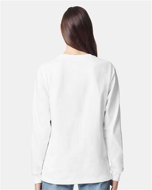 American Apparel 9410 Unisex Super Heavyweight Long Sleeve Pocket Tee - White - model back