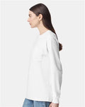 American Apparel 9410 Unisex Super Heavyweight Long Sleeve Pocket Tee - White - model side