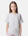 American Apparel 2001Y Youth Fine Jersey Tee - Ash Grey - model front