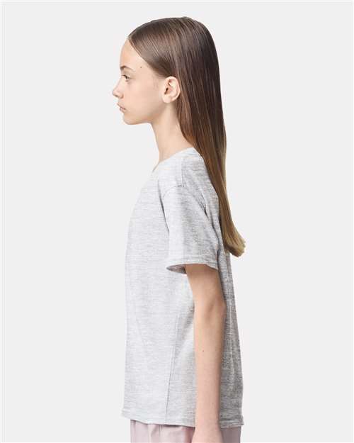 American Apparel 2001Y Youth Fine Jersey Tee - Ash Grey - model side