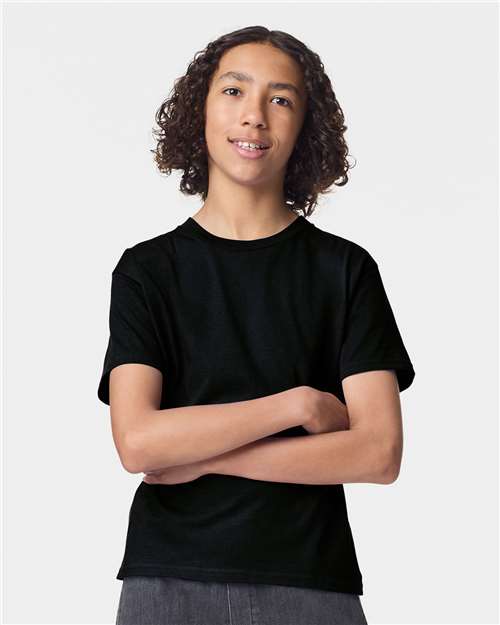 American Apparel 2001Y Youth Fine Jersey Tee - Black - model front