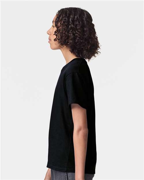 American Apparel 2001Y Youth Fine Jersey Tee - Black - model side