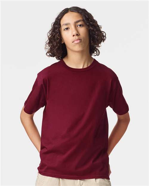American Apparel 2001Y Youth Fine Jersey Tee - Cranberry - model front