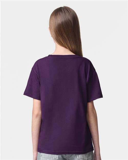 American Apparel 2001Y Youth Fine Jersey Tee - Eggplant - model back