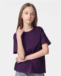 American Apparel 2001Y Youth Fine Jersey Tee - Eggplant - model front