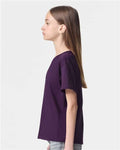 American Apparel 2001Y Youth Fine Jersey Tee - Eggplant - model side