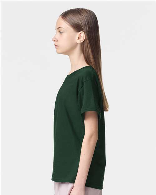 American Apparel 2001Y Youth Fine Jersey Tee - Forest - model side