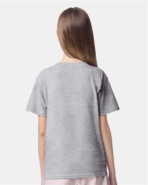 American Apparel 2001Y Youth Fine Jersey Tee - Heather Grey - model back