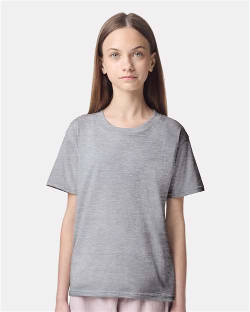 American Apparel 2001Y Youth Fine Jersey Tee - Heather Grey - model front