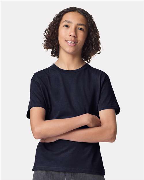 American Apparel 2001Y Youth Fine Jersey Tee - Navy - model front