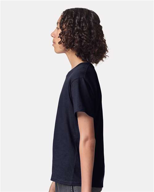 American Apparel 2001Y Youth Fine Jersey Tee - Navy - model side