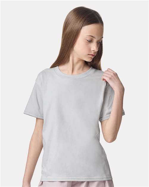 American Apparel 2001Y Youth Fine Jersey Tee - New Silver - model front