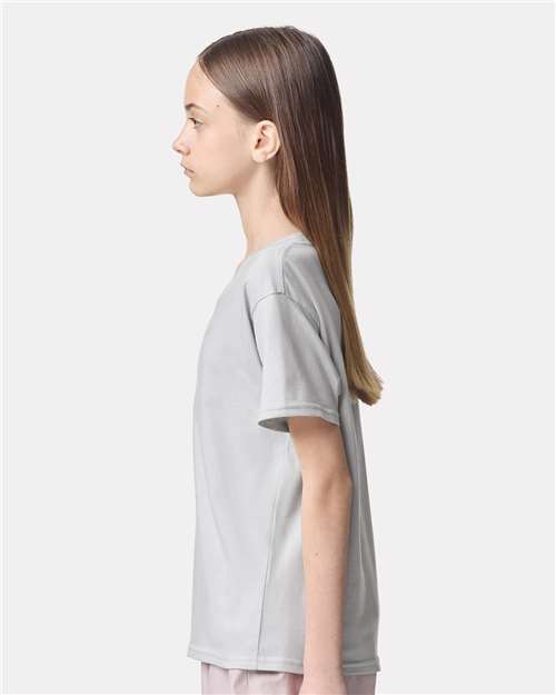 American Apparel 2001Y Youth Fine Jersey Tee - New Silver - model side
