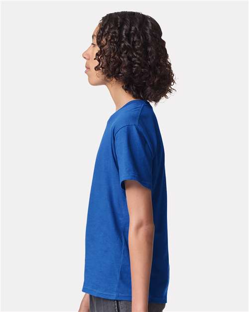 American Apparel 2001Y Youth Fine Jersey Tee - Royal Blue - model side