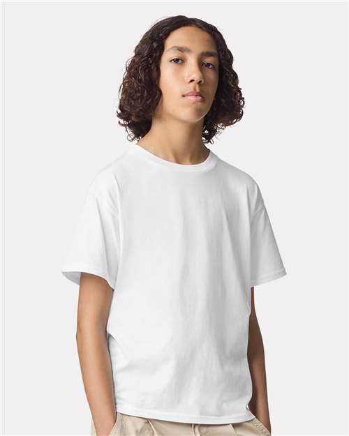 American Apparel 2001Y Youth Fine Jersey Tee - White - model front