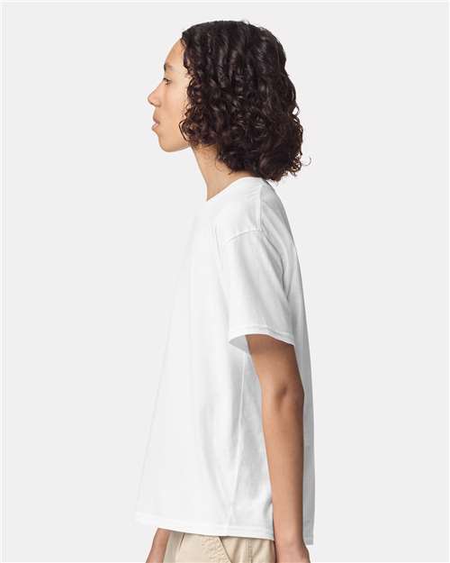 American Apparel 2001Y Youth Fine Jersey Tee - White - model side