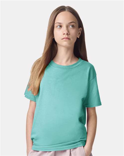 American Apparel 2001Y Youth Fine Jersey Tee - Celadon - model front