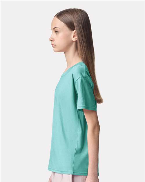 American Apparel 2001Y Youth Fine Jersey Tee - Celadon - model side