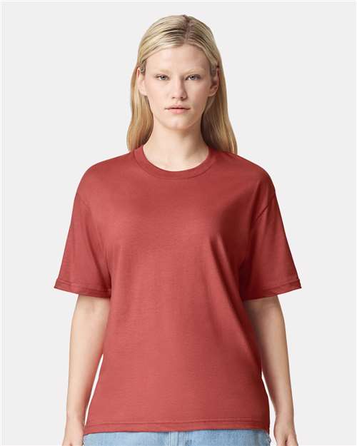 American Apparel 2001 Unisex Fine Jersey Tee - Canyon - model front