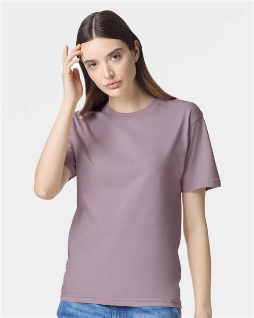 American Apparel 2001 Unisex Fine Jersey Tee - Smokey Violet - model front