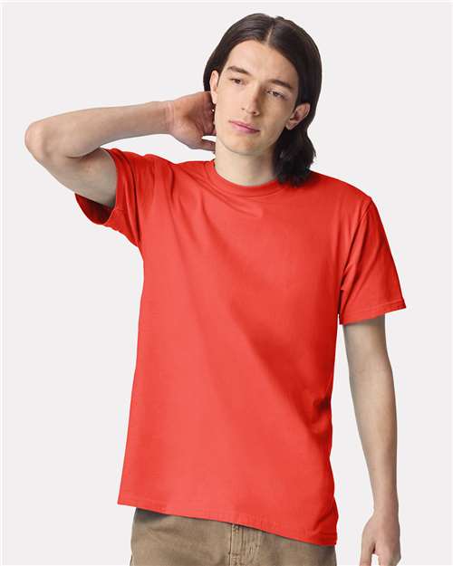 American Apparel 2001 Unisex Fine Jersey Tee - Coral - model front