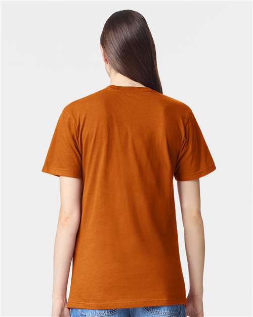 American Apparel 2001 Unisex Fine Jersey Tee - Rust - model back